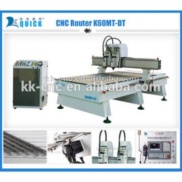 Hot sale 3d carpentry cutting and engraving CNC Router K60MT-DT,2 heads wood machine,6 kw air-cooling spindle