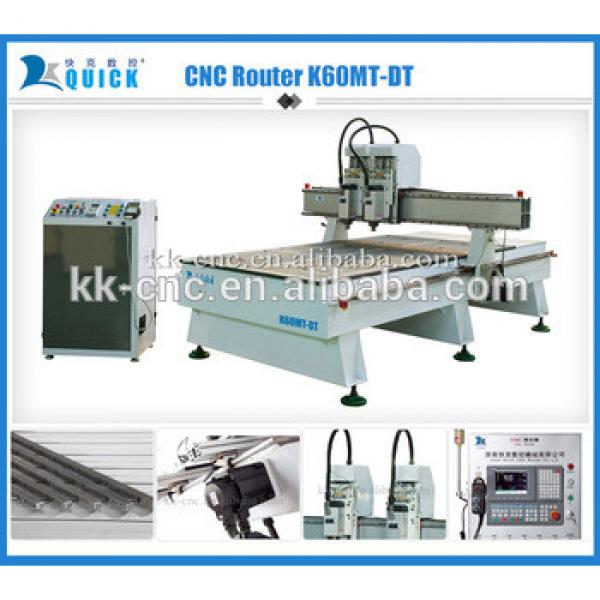 Hot sale 3d carpentry cutting and engraving CNC Router K60MT-DT,2 heads wood machine,6 kw air-cooling spindle #1 image